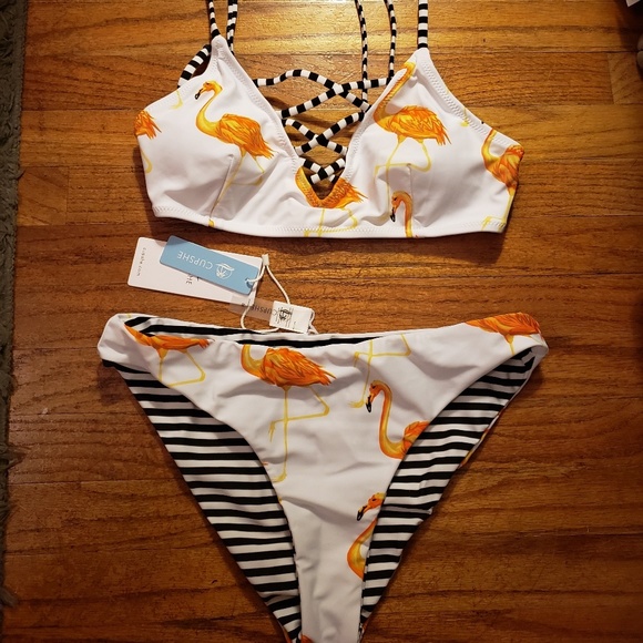 cupshe flamingo bikini